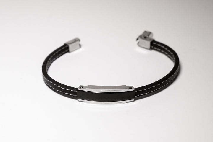 Bracciale  Da  Uomo Pelle  Piastra Acciaio